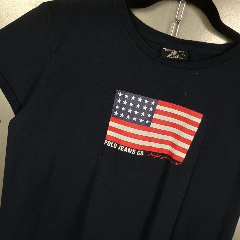 Polo Jeans Ralph Lauren Vintage Y2K Flag Prep Top Shirt XL Ivy USA Academia